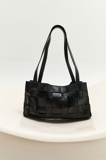 Slim Woven Tote - Black