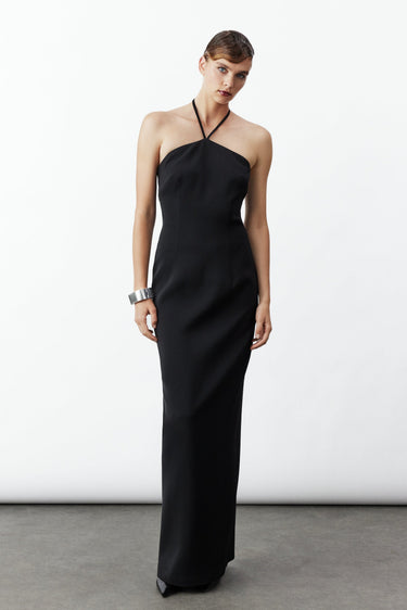 Robe longue en crêpe Violette en noir