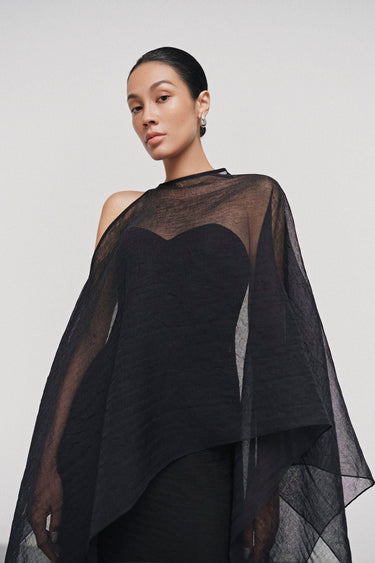 Cape asymétrique en gaze de coton transparente Phi