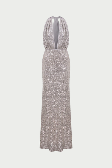 Robe Ines à paillettes argentées