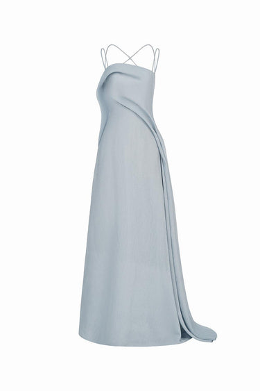 Bich Tuyen A-line Spaghetti Strap Silk Organza Floor Length Dress -