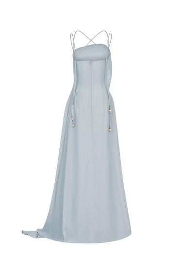 Bich Tuyen A-line Spaghetti Strap Silk Organza Floor Length Dress -