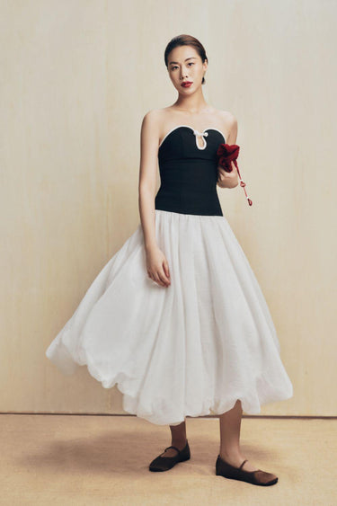 Bong Benh Bubble See-Through Cotton Lawn Midi Skirt -