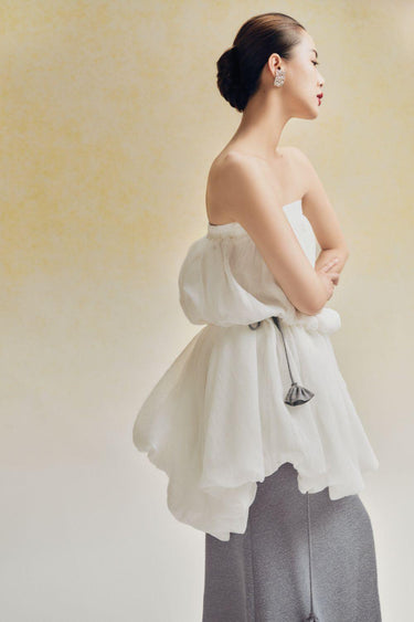 Bong Benh Bubble See-Through Cotton Lawn Midi Skirt -