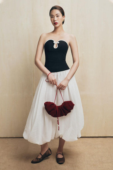 Bong Benh Bubble See-Through Cotton Lawn Midi Skirt -