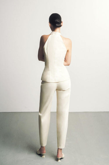Nha Pegged High Waist Khaki Seven-Eighth Pants -