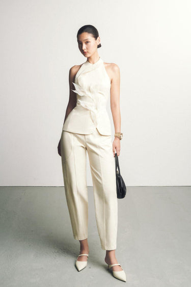 Nha Pegged High Waist Khaki Seven-Eighth Pants -