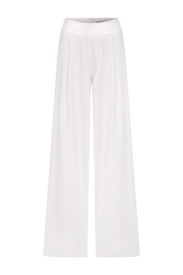 White wide-leg pants on a white background