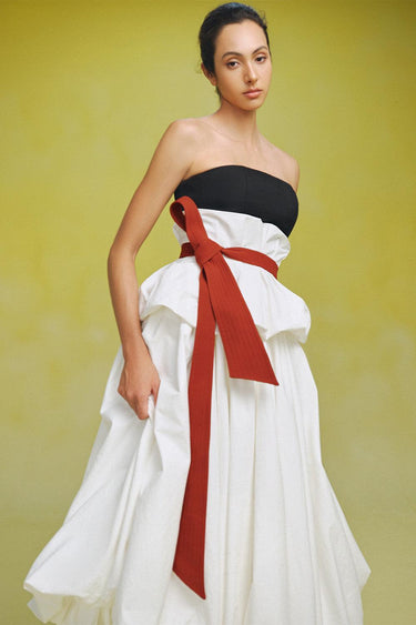Van Vi Bubble Asymmetric Linen Blend Midi Skirt -