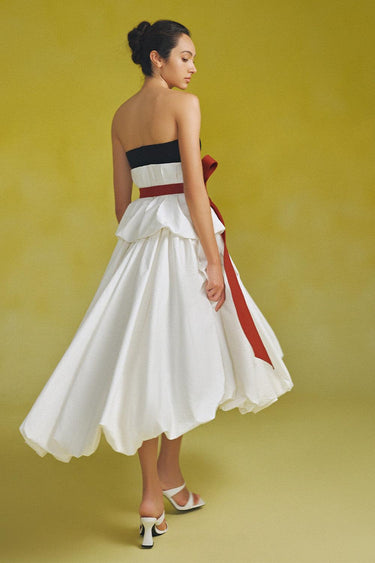 Van Vi Bubble Asymmetric Linen Blend Midi Skirt -