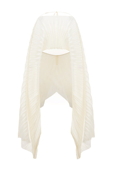 Phu Van Structured Pleated Shimmering Satin Top