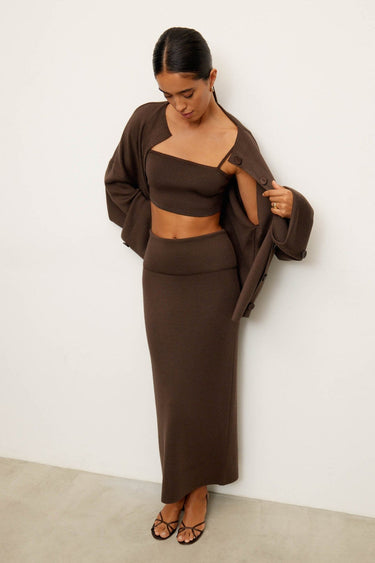 MOLLY peplum skirt, chocolate