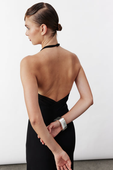 Violette Long Crepe Dress in Black