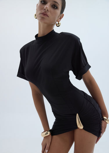 black dress with gold accents LILITH Dress by AMRHEA XS