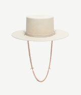 Pierced Chain Strap Canotier Hat - WONROB