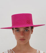 Monogram-embellished Boater Hat - WONROB