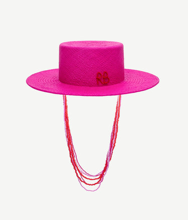 Beaded Chain Boater Hat by Ruslan Baginskiy - WONROB