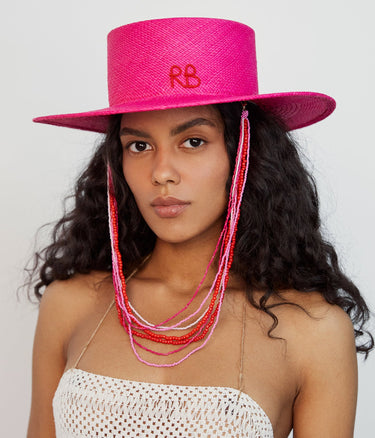 Beaded Chain Boater Hat - WONROB