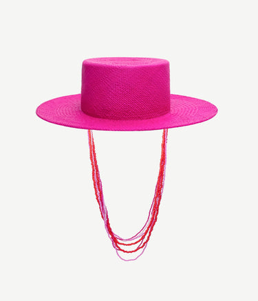 Beaded Chain Boater Hat - WONROB