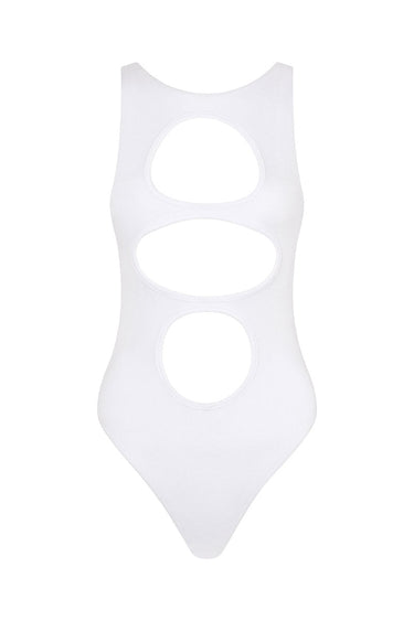 Radial Cut Out Swimsuit - Pearl - WONROB