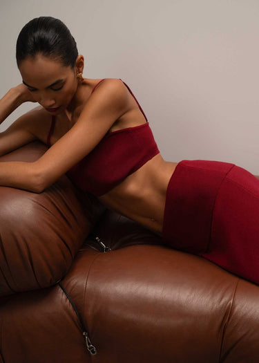 MOLLY peplum skirt, burgundy