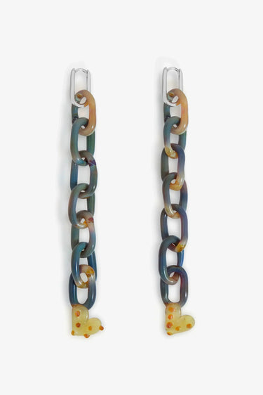Pair of chain-link earrings on a white background