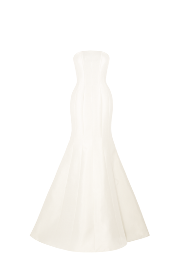 Tram Trumpet Strapless Taffeta Maxi Dress