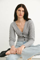 Victoria Cropped Cardigan Grey