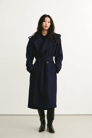 Isaac Trench Coat Navy