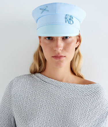 Monogram-embellished Cotton Baker Boy Cap with Leather Visor - WONROB