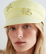 Monogram-embellished Cotton Baker Boy Cap with Leather Visor - WONROB