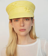 Monogram-embellished Linen Baker Boy Cap - WONROB