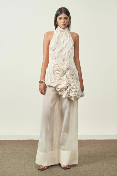 Linh Yen Wide Leg High Waist Organza Pants