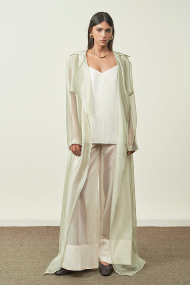 Thi Lam Straight Silk Organza Trench Coat