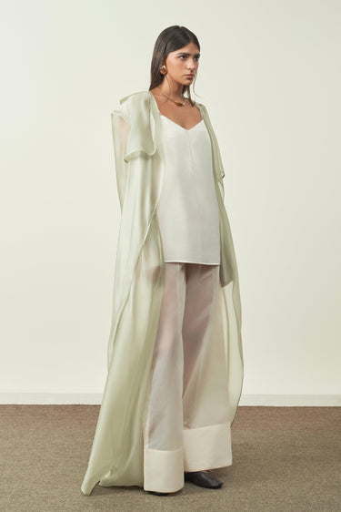 Thi Lam Straight Silk Organza Trench Coat