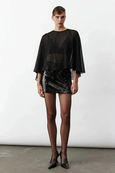 Marde Sequin Skirt in Cabarnet