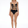 Aqua Drawstring Swimsuit - Black - WONROB