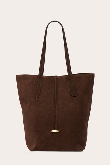 Tall Sprout Tote Dark Brown Suede - WONROB