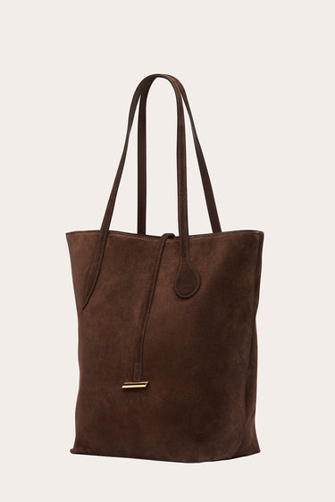 Tall Sprout Tote Dark Brown Suede - WONROB