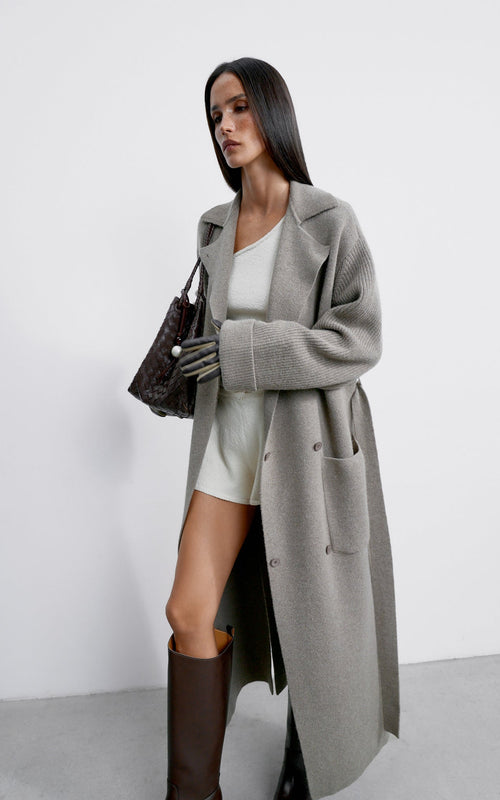 Manteau cardigan SAHAR, moka