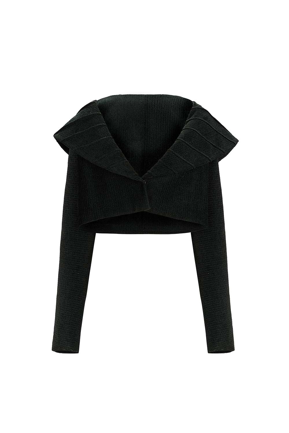 Mac Lam Cropped Plunge Neck Ribbed Velvet Jacket