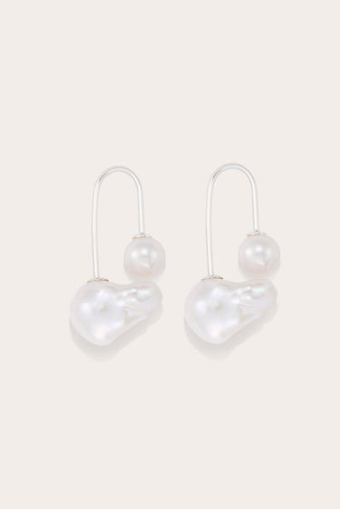 Cloud Pearl Earrings Silver - WONROB