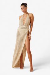 Zahira Wrap Dress Sand - WONROB