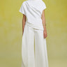 Ha Flared Waist Pleated Linen Blend Floor Length Pants - 