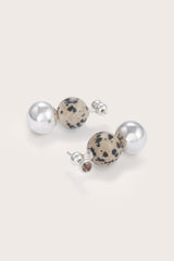 Marble & Sphere Earrings Silver - WONROB