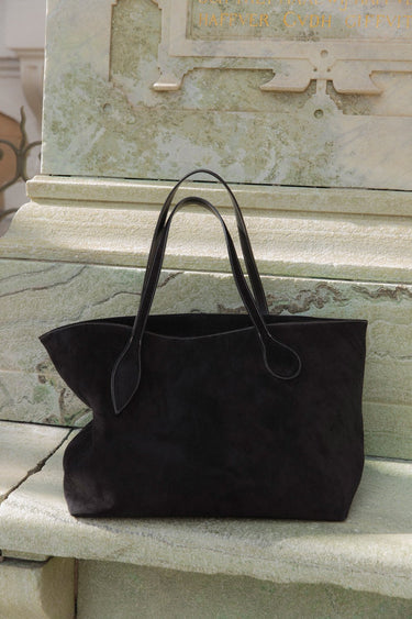 Mega Sprout Tote Black Suede - WONROB