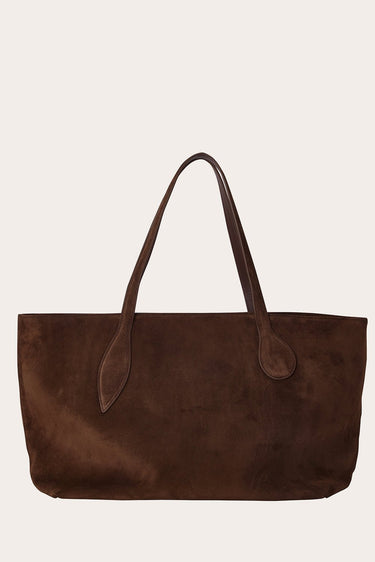 Mega Sprout Tote Dark Brown Suede - WONROB