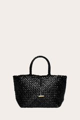 Midi Leather Basket Black - WONROB