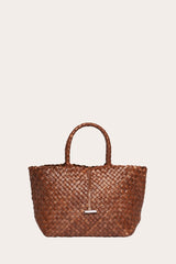 Midi Leather Basket Light Brown - WONROB