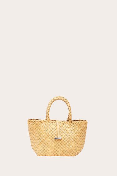 Mini Leather Basket Almond - WONROB